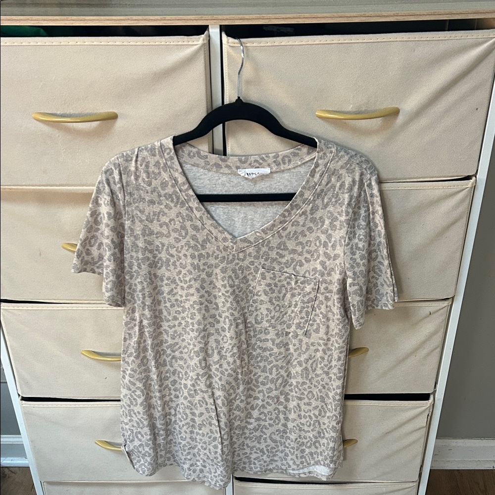 First Love Beige Animal Print Short Sleeve Tee